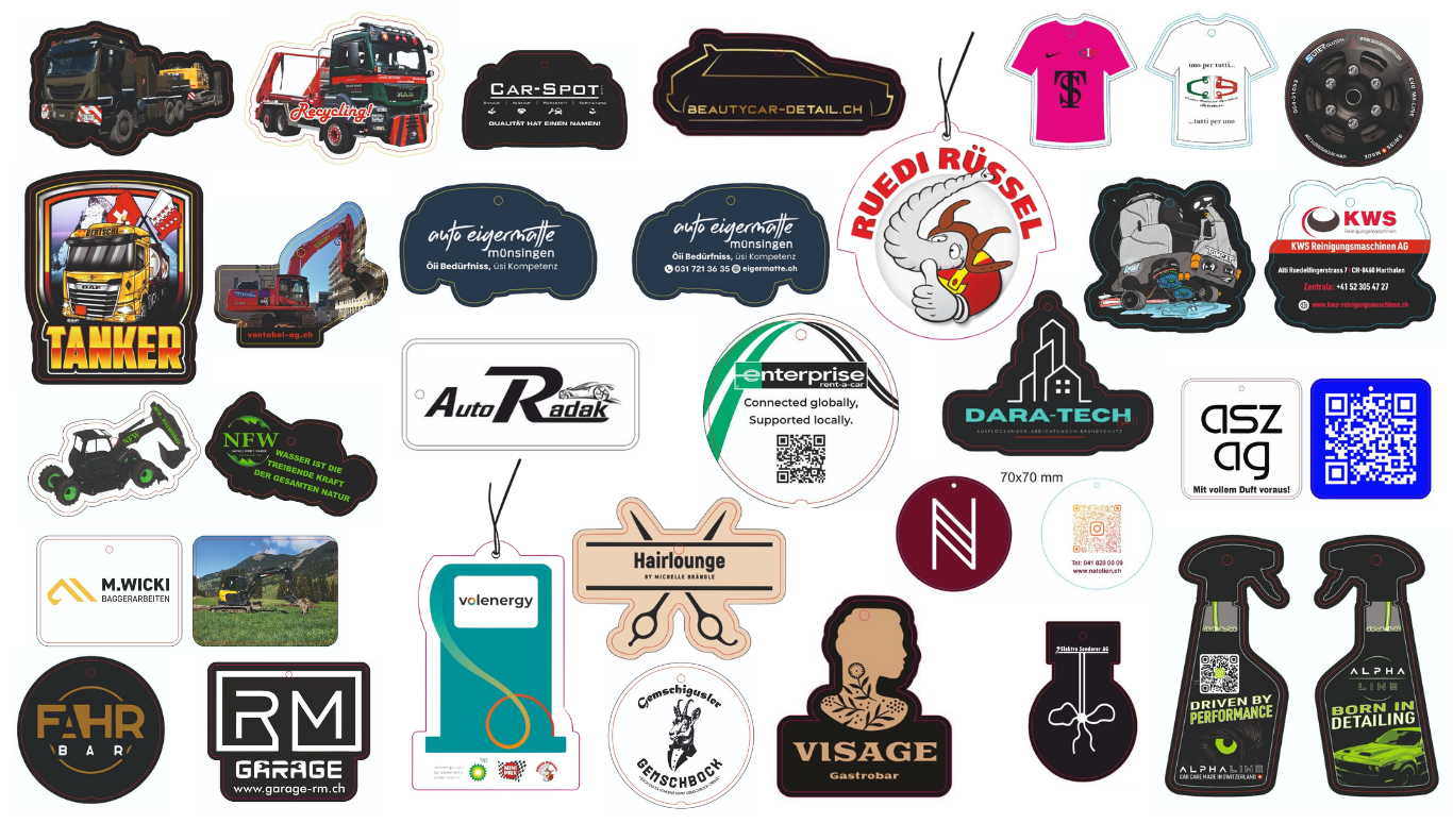 Premium Personalisierte Duftbäume / Lufterfrischer mit Ihrem Logo bedrucken (Essenz Düfte)